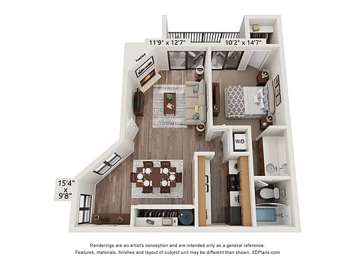 Floor plan 1 Bed 1 Bath LG