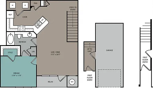 Floor plan THA2U 1B Upper Townhome 1C Garage