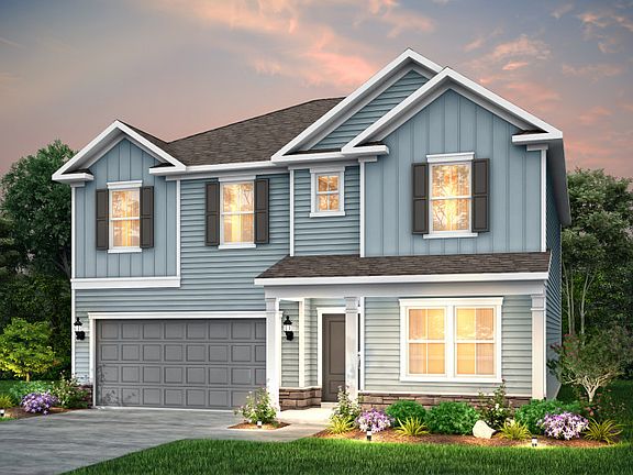 Hampton Exterior LC203 with stone detail and a front porch