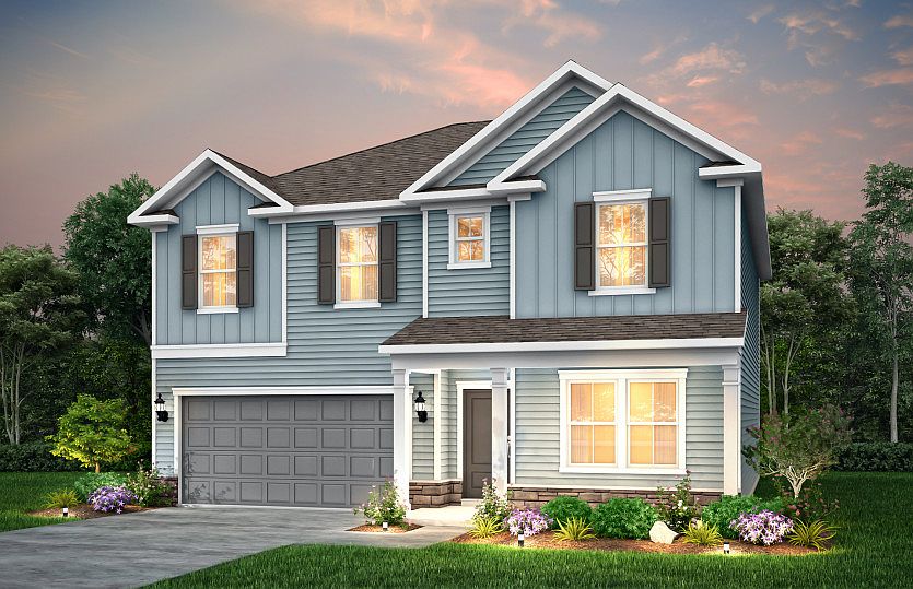 Hampton Exterior LC203 with stone detail and a front porch