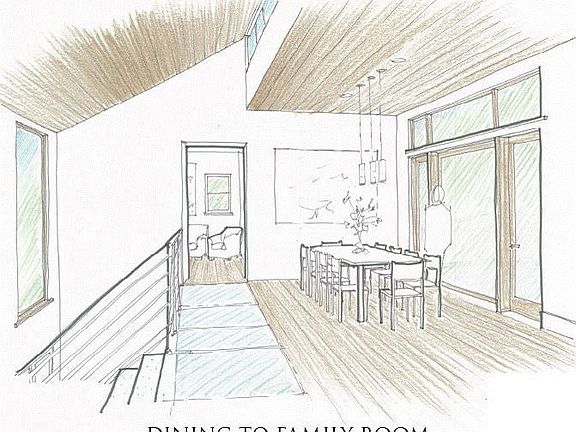 Interior - dining room to kitchen and family rooms