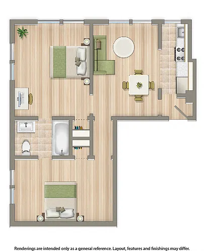 Floor plan 2 Bedroom A 06 & 11 Tiers