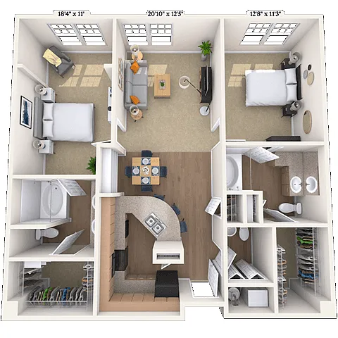 Floor plan Traditional 2x2.5 1219 SF