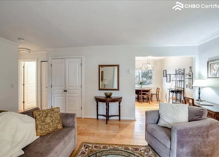 Living room into dining area