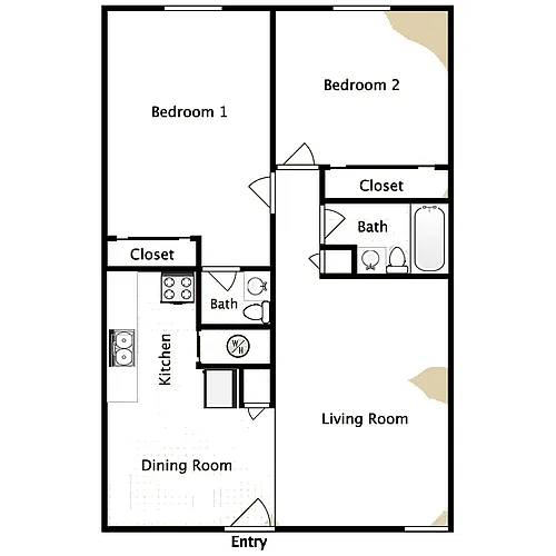 Floor plan Two Bedroom One and half Bathroom