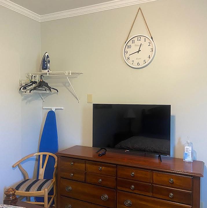 TV and closet area