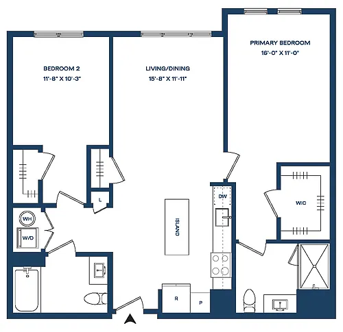 Floor plan 2 Bed/2 Bath-B1 Smyth