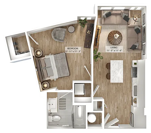 Floor plan 1 Bed/1 Bath-A3