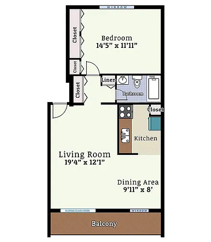 Floor plan 1 Bedroom Balcony