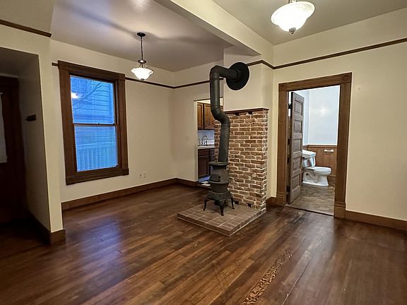 Living room with potbellied stove