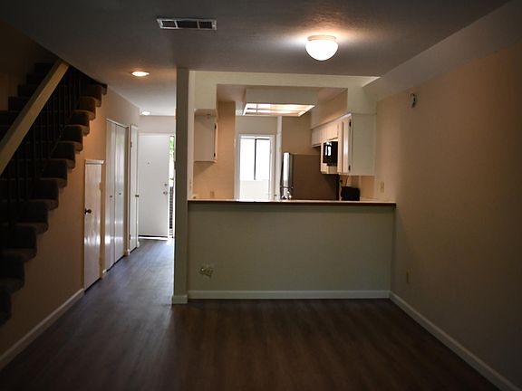 View from living room to kitchen