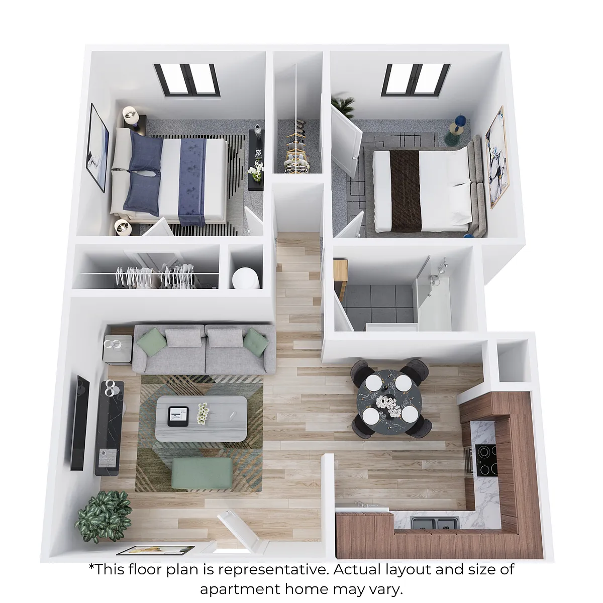 Floor plan 2 bedroom, 1 bathroom Premium
