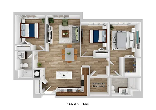 Floor plan 3 Bedroom, 2 Bathroom