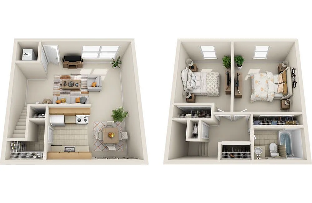 Floor plan 2 Bed 1 Bath Townhome