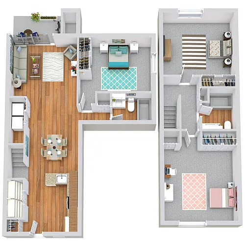 Floor plan 3 Beds | 2 Bath Townhome