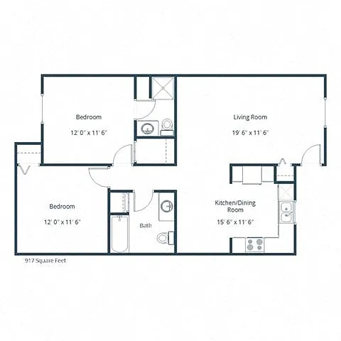 Floor plan Two Bedroom 22A