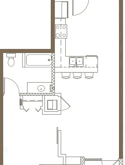 2D Rendering of a 1 Bed Floor Plan 2D Rendering of a 1 Bed Floor Plan