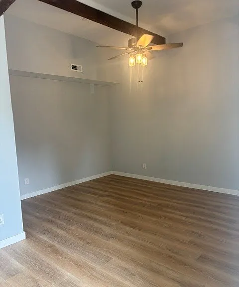 Bedroom #1 has ceiling fan and LVP flooring - throughout apartment.
