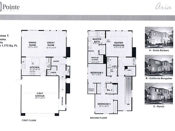 Floor Plan; (C) Ranch style