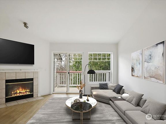 fireplace & private deck>