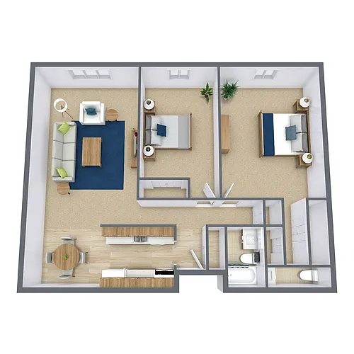 Floor plan Two Bedroom 215B