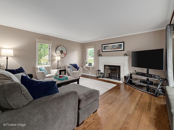 Living room with cozy fireplace
