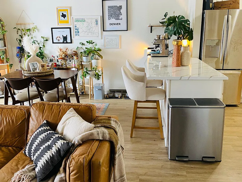Huge Living area with vinyl flooring