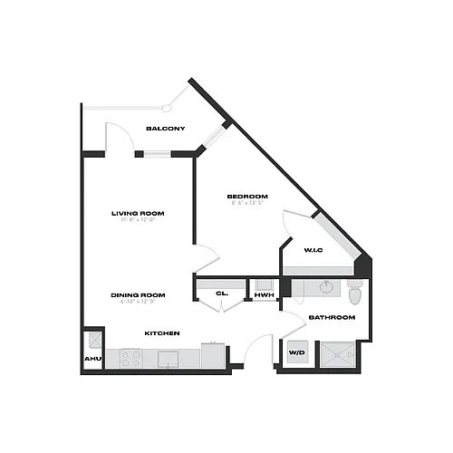 Floor plan 1 Bed/1 Bath-A2