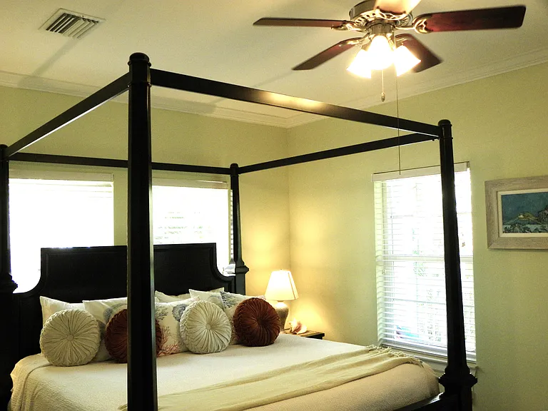 2nd Floor Master Bedroom King Bed - Subtle mint green color!