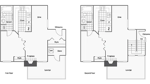 Floor plan 1 BR x 1 BA with W/D - A