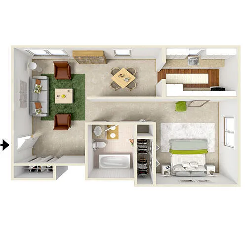Floor plan One Bedroom Apartment