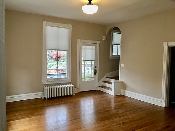 Living room with large coat closet