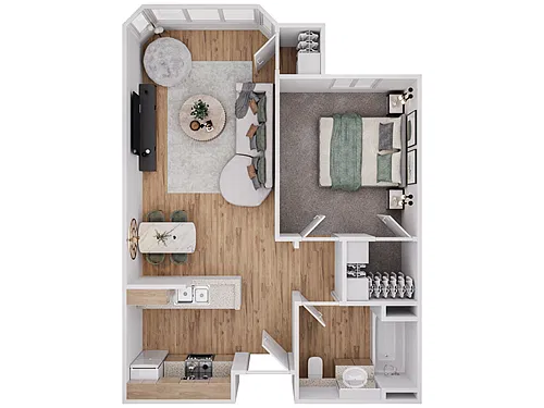 Floor plan Bella - Income Restricted 1 BR, 1 BA