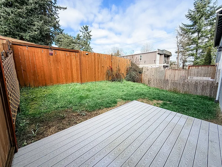 Fully fenced back yard.