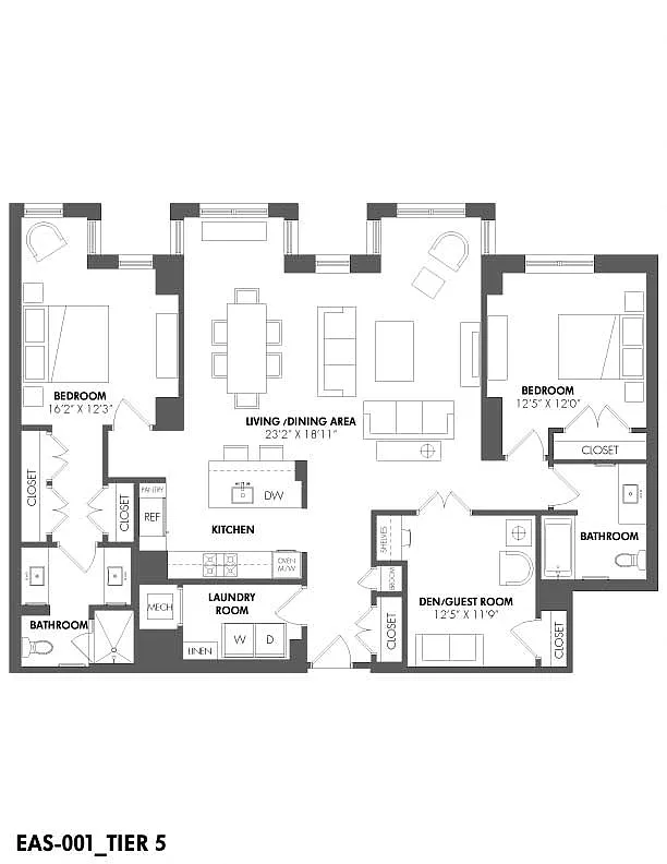 Floor plan 2 Bed/2 Bath Den