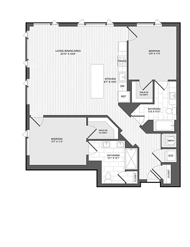 Floor plan 2 Bed2 Bath-2K