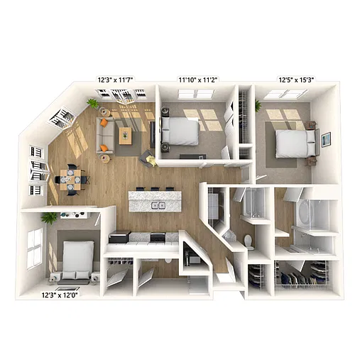 Floor plan Traditional 3x2 1516 SF