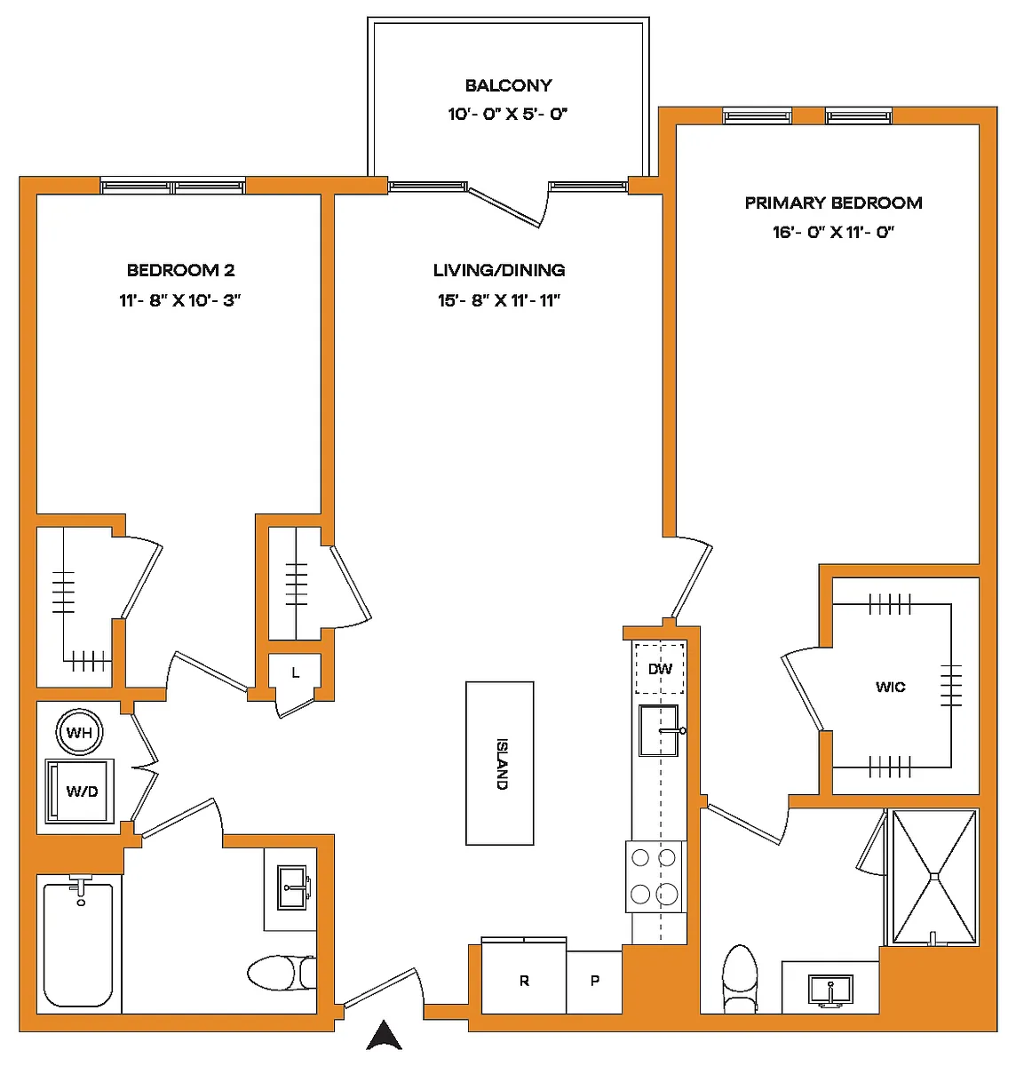 Floor plan 2 Bed/2 Bath-B1-B Mason