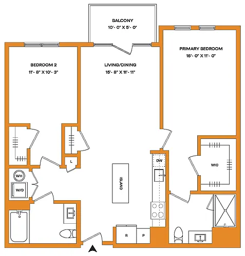 Floor plan 2 Bed/2 Bath-B1-B Mason