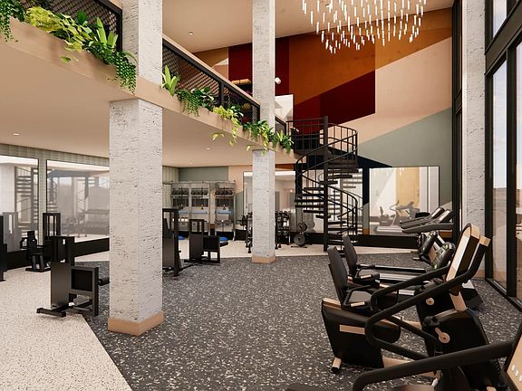 Club-quality fitness studio with TRX system, smart bikes, and fitness on-demand.