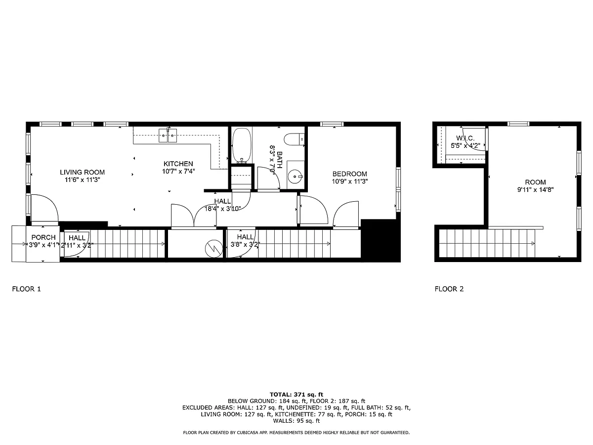 Floor plan 2-Beds 1-Bath