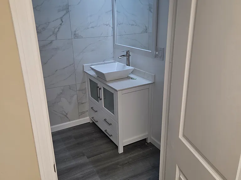 1st bathroom on the basement floor.