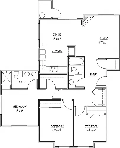 Floor plan 3 Bedroom 2 Bathroom