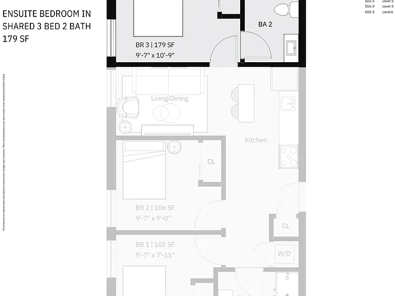 3 Bed 2 Bath -A _ 179 SF BR-3 3 Bed 2 Bath -A _ 179 SF BR-3