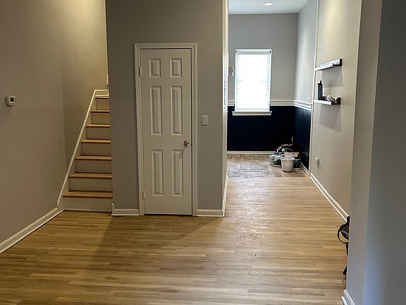 view from living area to kitchen
