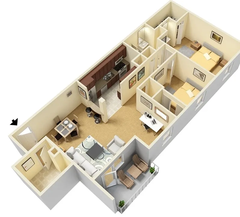Floor plan 2 Bed | 1 Bathroom