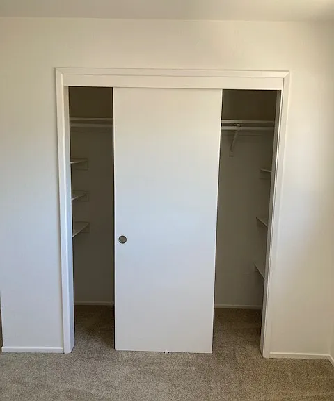 Bedroom closet with side shelving