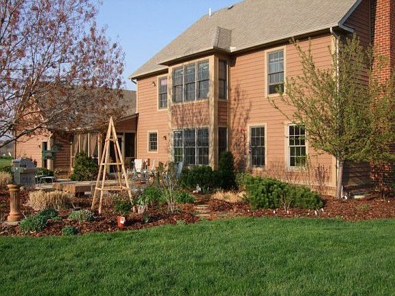 Elegant gardens grace the patio