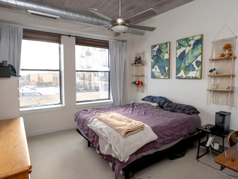Large Primary room easily fits a king bed with room for desks, and dressers.