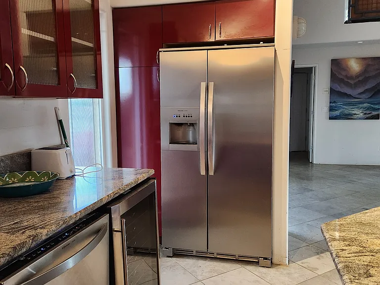 The kitchen from in front of the oven.
